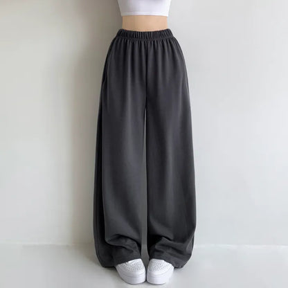 [3 Lengths] Everyday Relaxed Wide-Leg Cotton Pants with Pockets(Charcoal)
