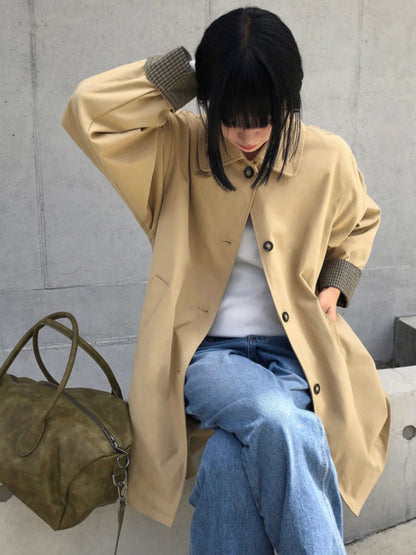 Plaid-lined Trench Coat(3 colors)