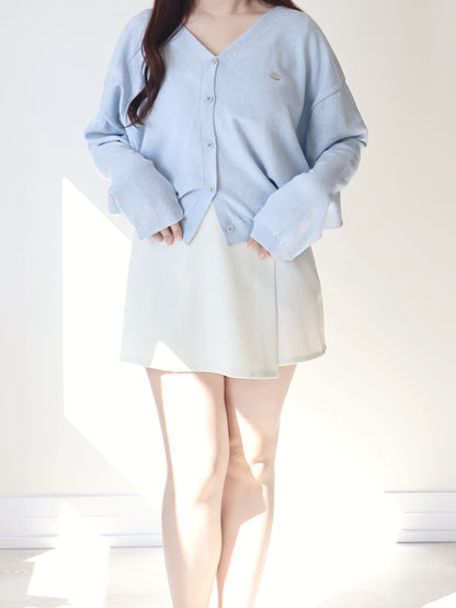 Premium Italy Cotton🇮🇹 Silver Badge Cardigan(Sky blue)