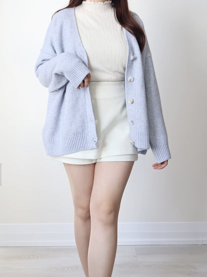 10% Lambswool Marshmallow Oversized Cardigan(Lavender)