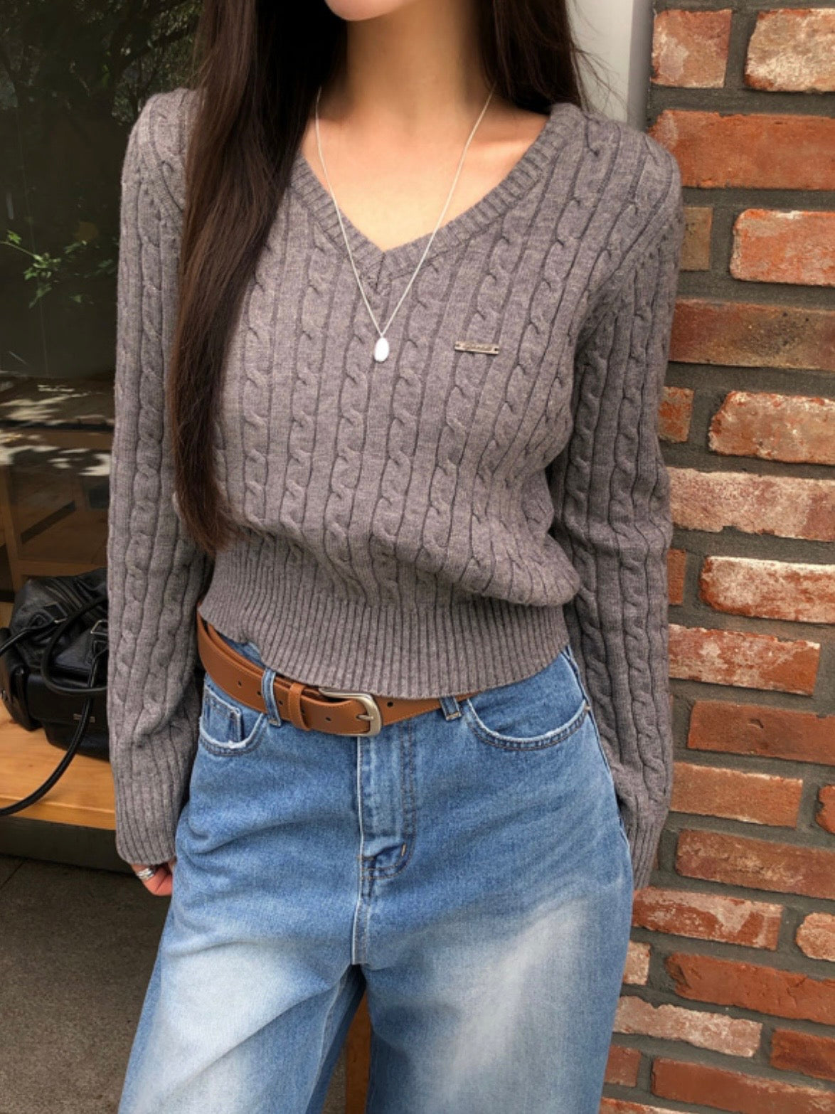 V-neck Cozy Cable Knit Sweater(5 colors)