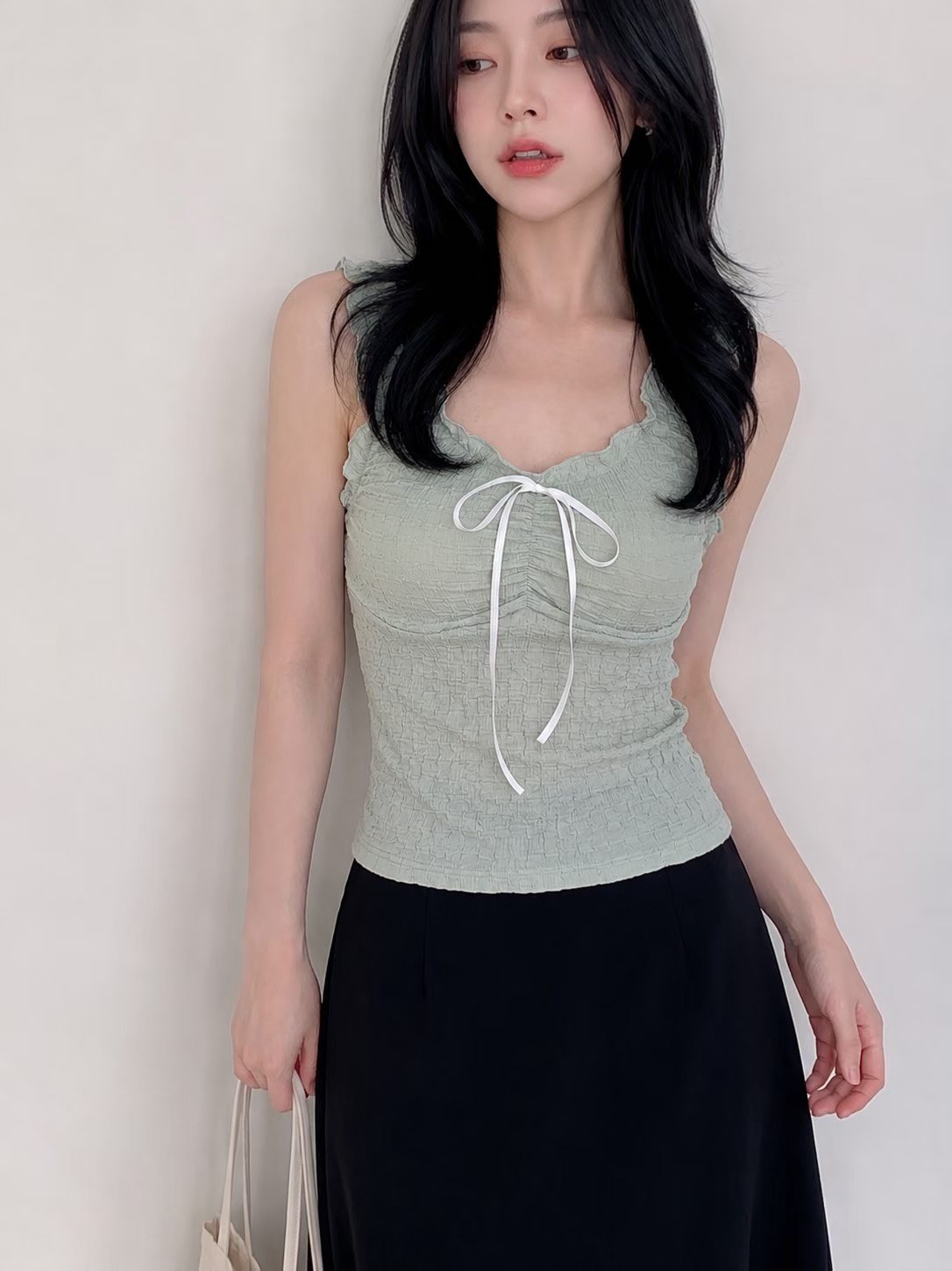 2-Way Seersucker Bow Tank Top(3 Colors)