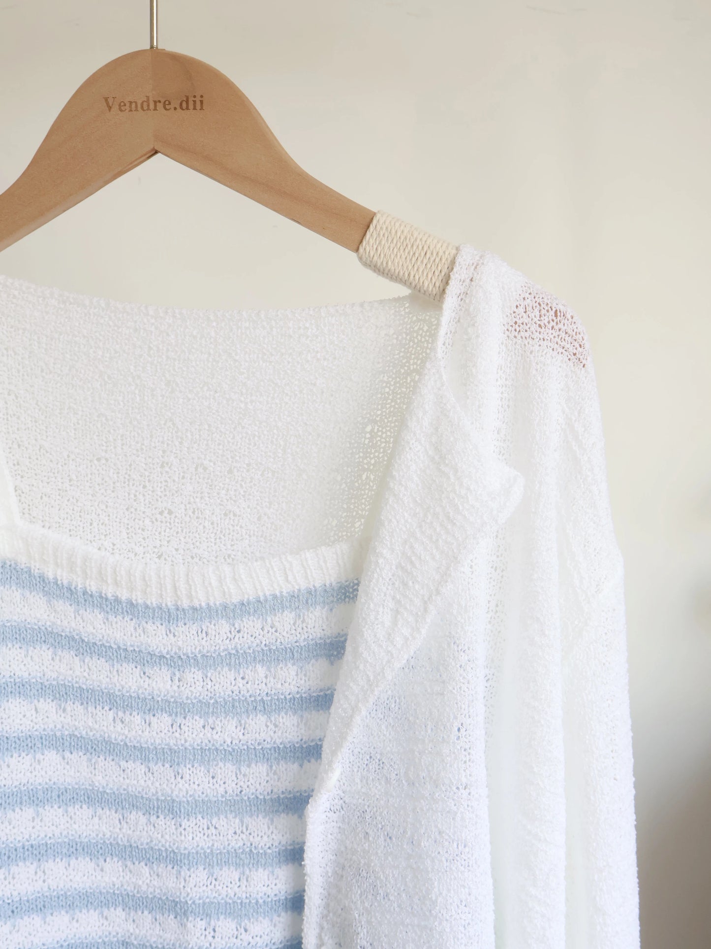 [2-Piece Set] Cozy Weekend Stripe Cami & Knit Set(Ivory)