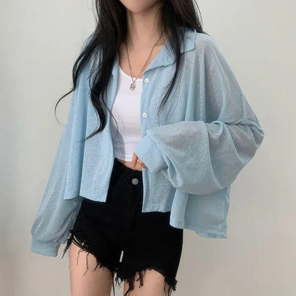 Morning Mist Sheer Layering Oversized Shirt(4 colors)