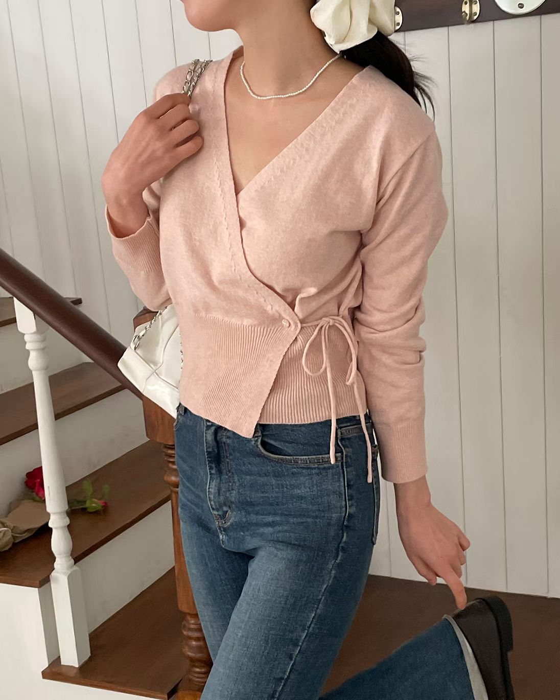 Elegant Draped V-Neck Waist-Defined Sweater(5 colors)