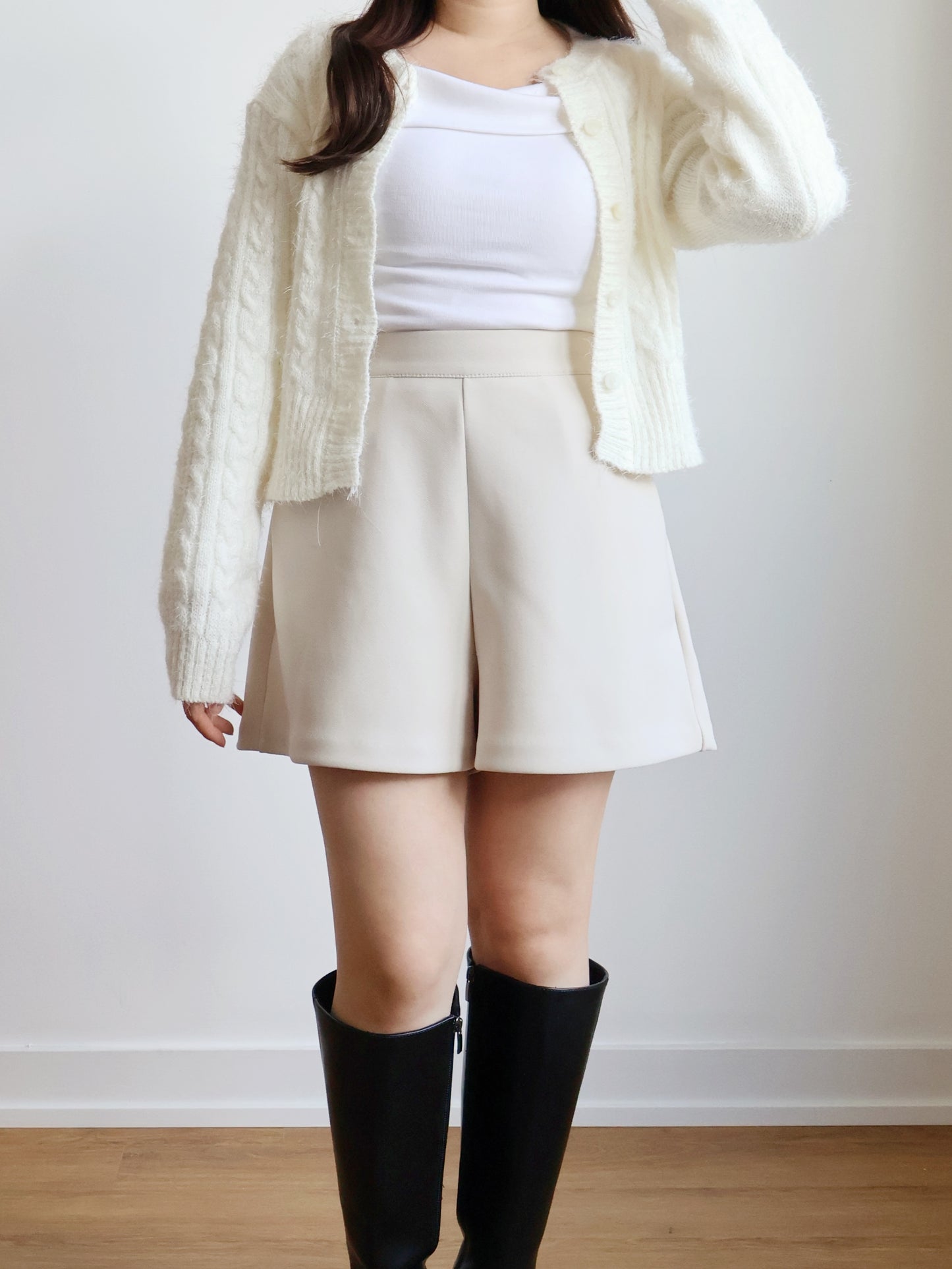 Romantic Cable Knit Cardigan(Ivory)
