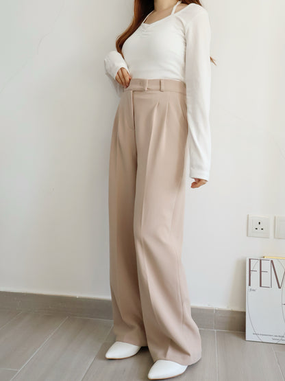 [Best Seller🏅] Wrinkle-free Fabric Pleated Straight Leg Trousers(Camel)