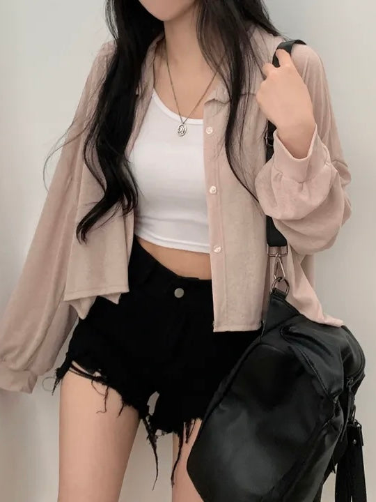 Morning Mist Sheer Layering Oversized Shirt(4 colors)