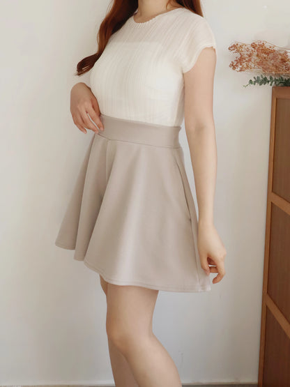 [Hidden Waistband] 365 Comfy A-Line Wide-Leg Cotton Shorts with Pockets(Beige)