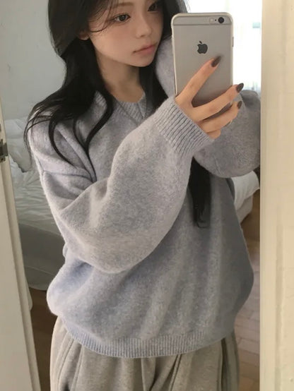 Lambswool Loose V-neck Sweater(9 colors)