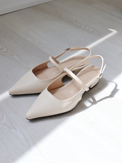 Frenchy Slingback Cushioned Heel Pumps(Cream)