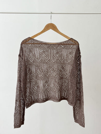 Boat Neck Open Stitch Loose Fit Sweater(3 colors)