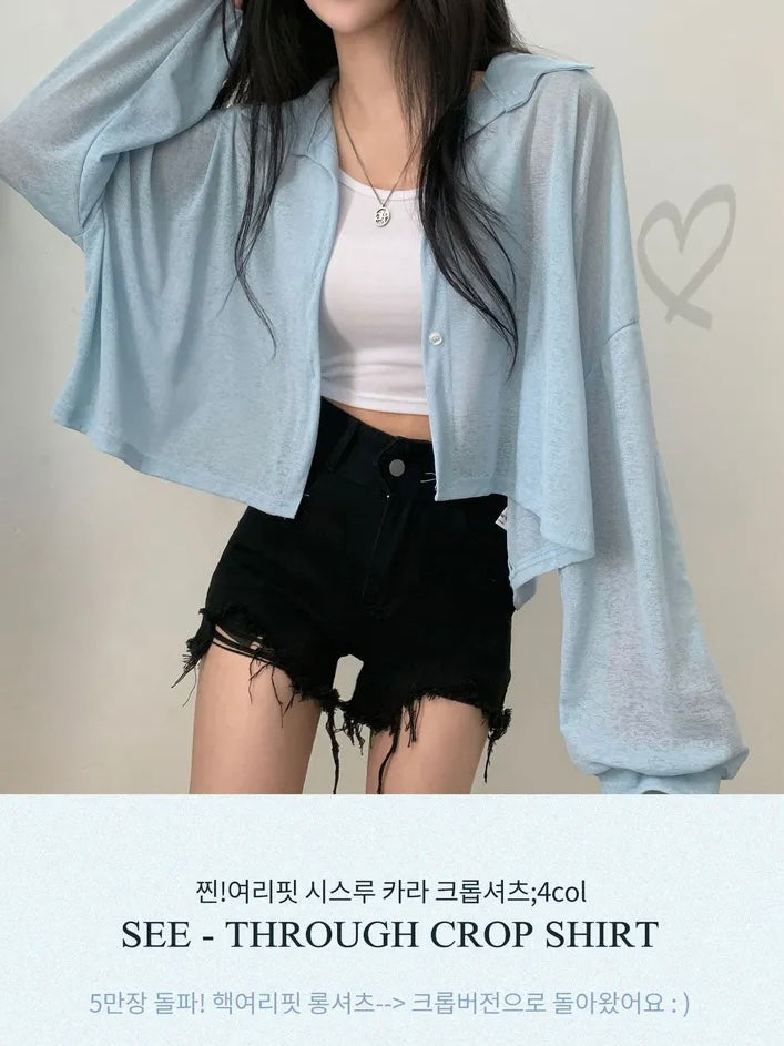 Morning Mist Sheer Layering Oversized Shirt(4 colors)