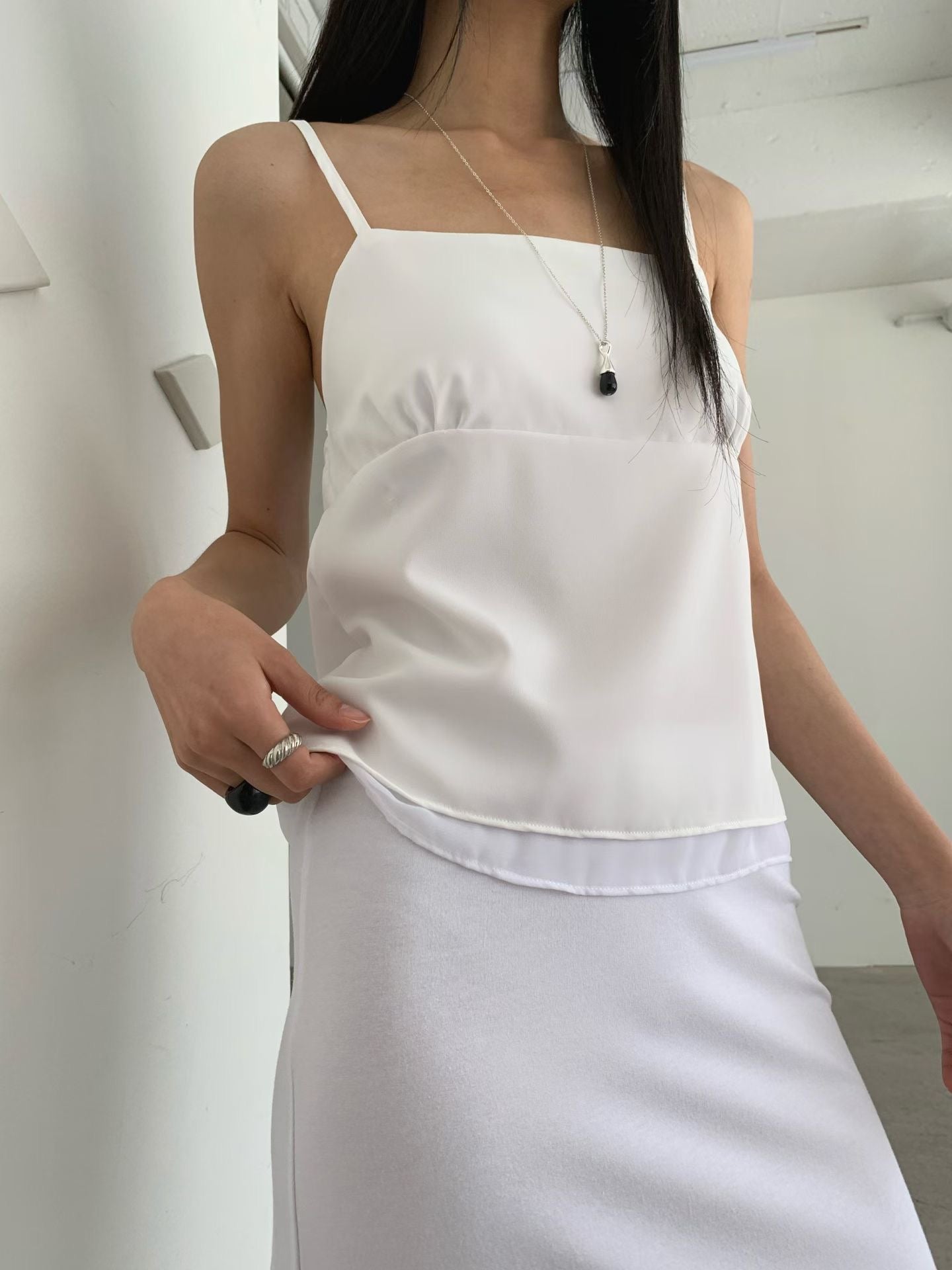 Feminine Sheer Satin Slip Cami Top(3 colors)