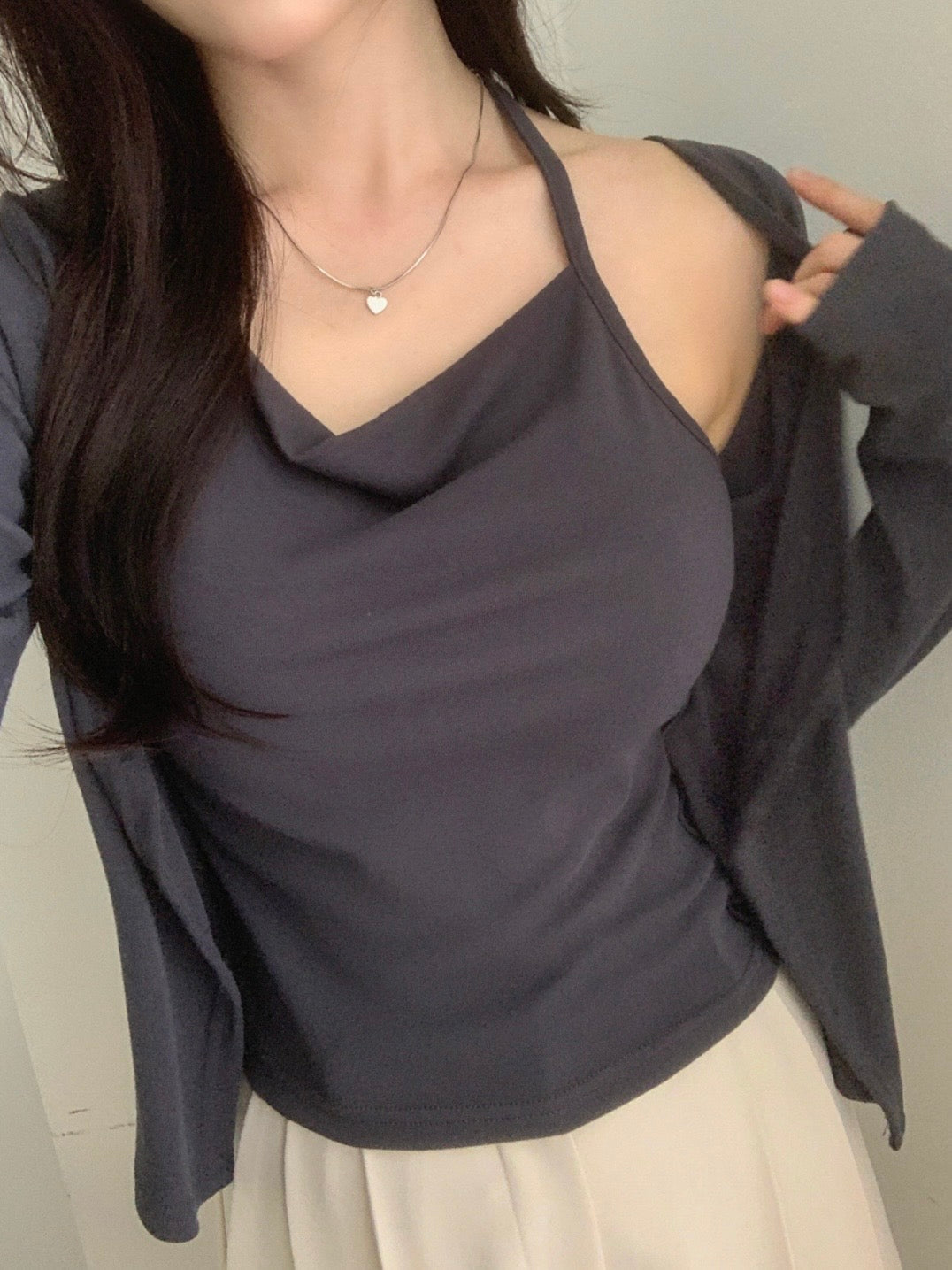 Elegant Drape Layered Cami Cardigan(5 colors)