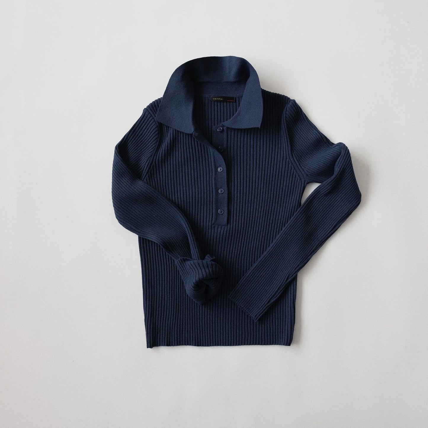 Sophisticated Stretch Polo Rib-Knit Top(4 colors)