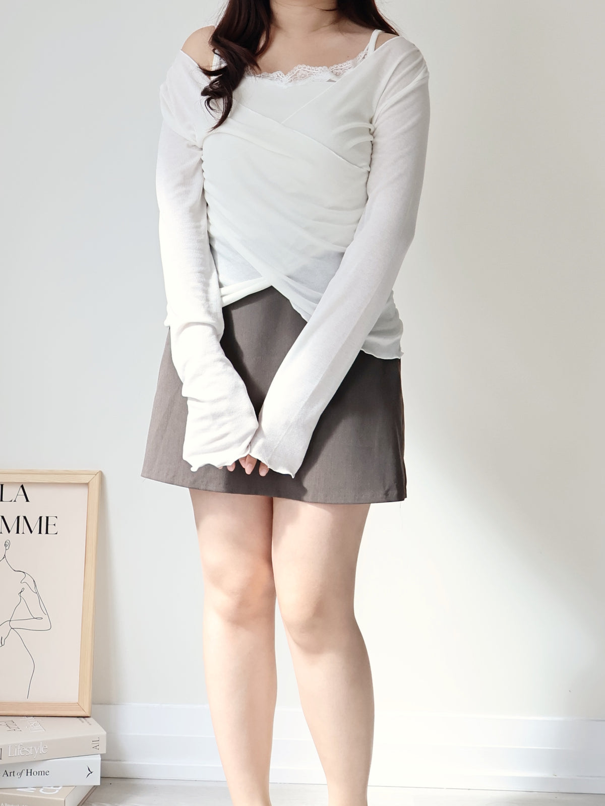 Romantic Lace Layered 2-Way Top(Ivory)
