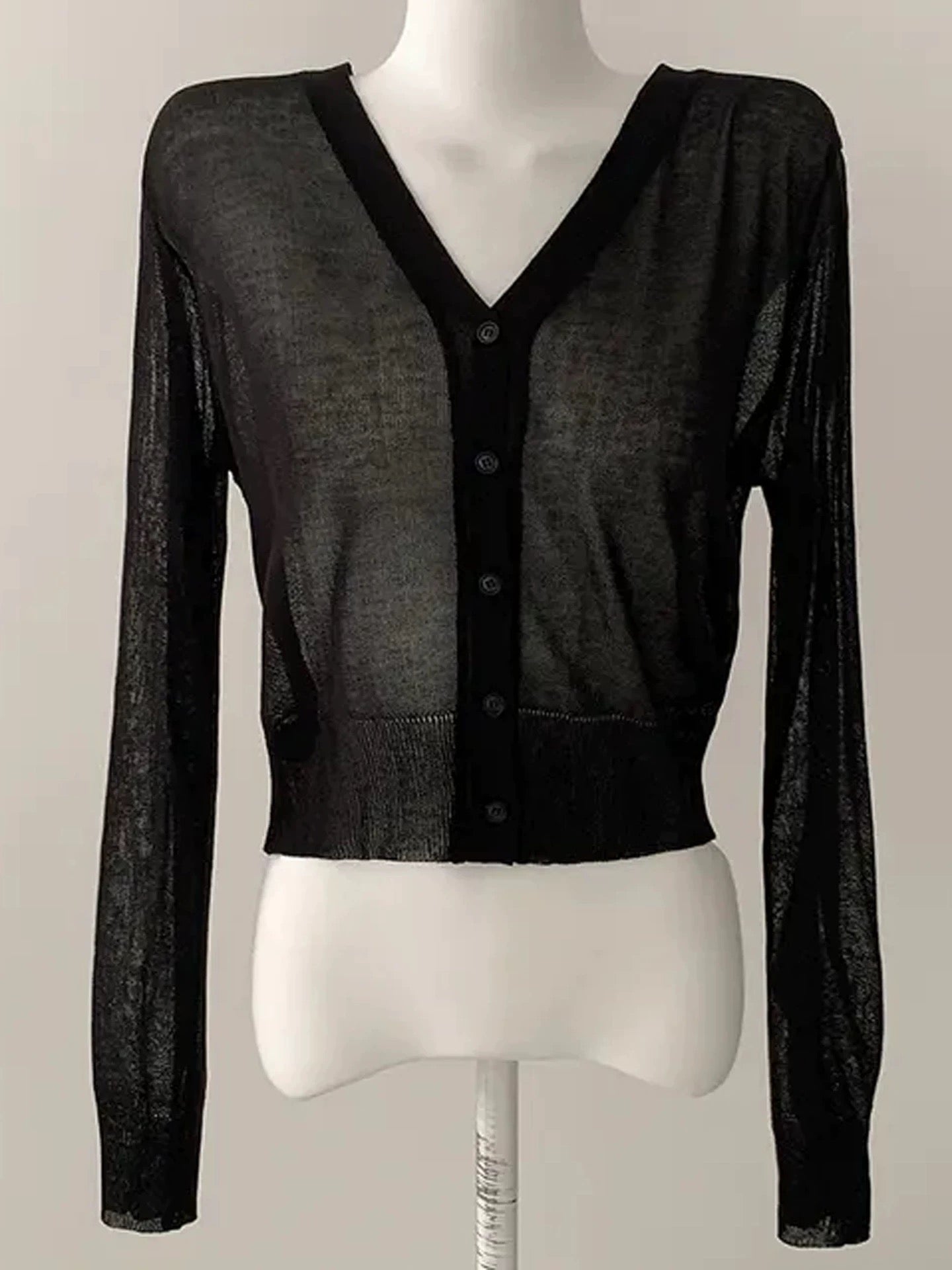 Featherlight Airy Ice-Silk UV-Block Knit Cardigan(Black)