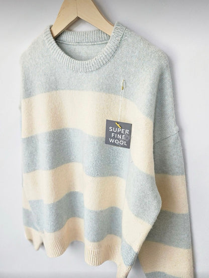[10% FINE WOOL] Blueberry Yogurt Color-Block Sweater(3 colors)