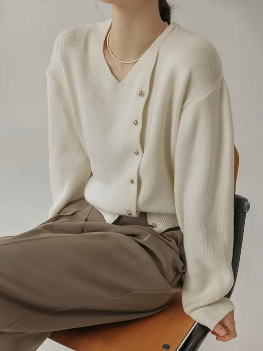 Elegant Gold Buttons Sweater(3 colors)