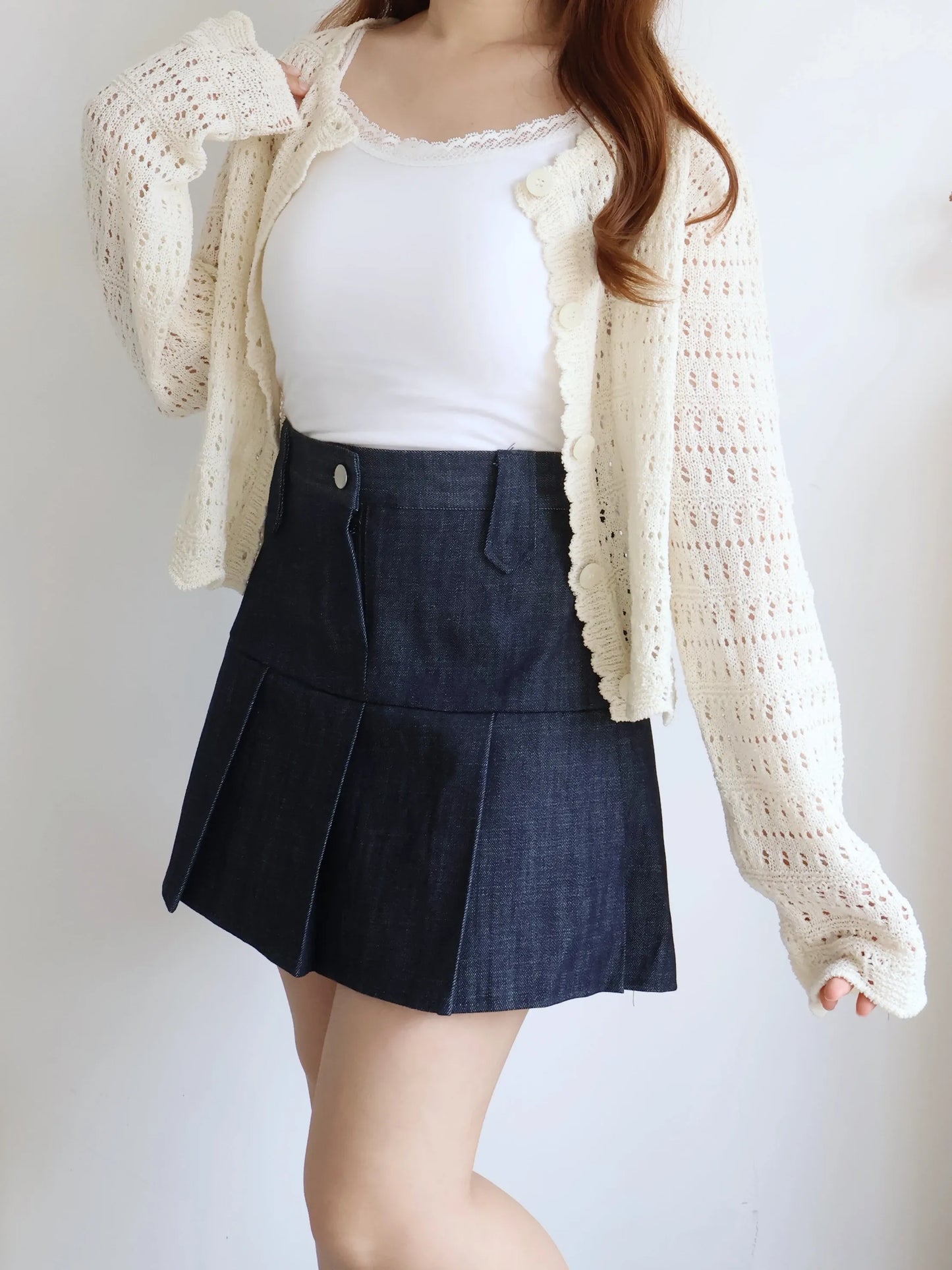 Romantic Lace-Trimmed Sheer Cardigan(Beige)