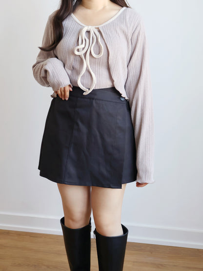 Milky Ribbon Two-Piece Set(Light Brown)