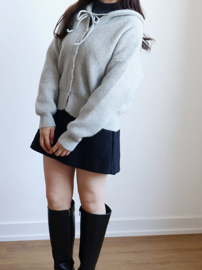 Casual Button Hooded Knit Cardigan