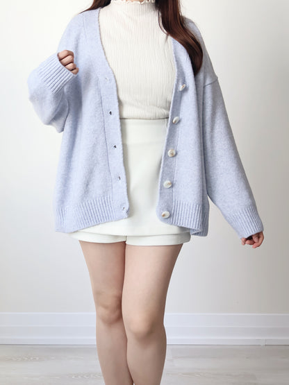 10% Lambswool Marshmallow Oversized Cardigan(Lavender)