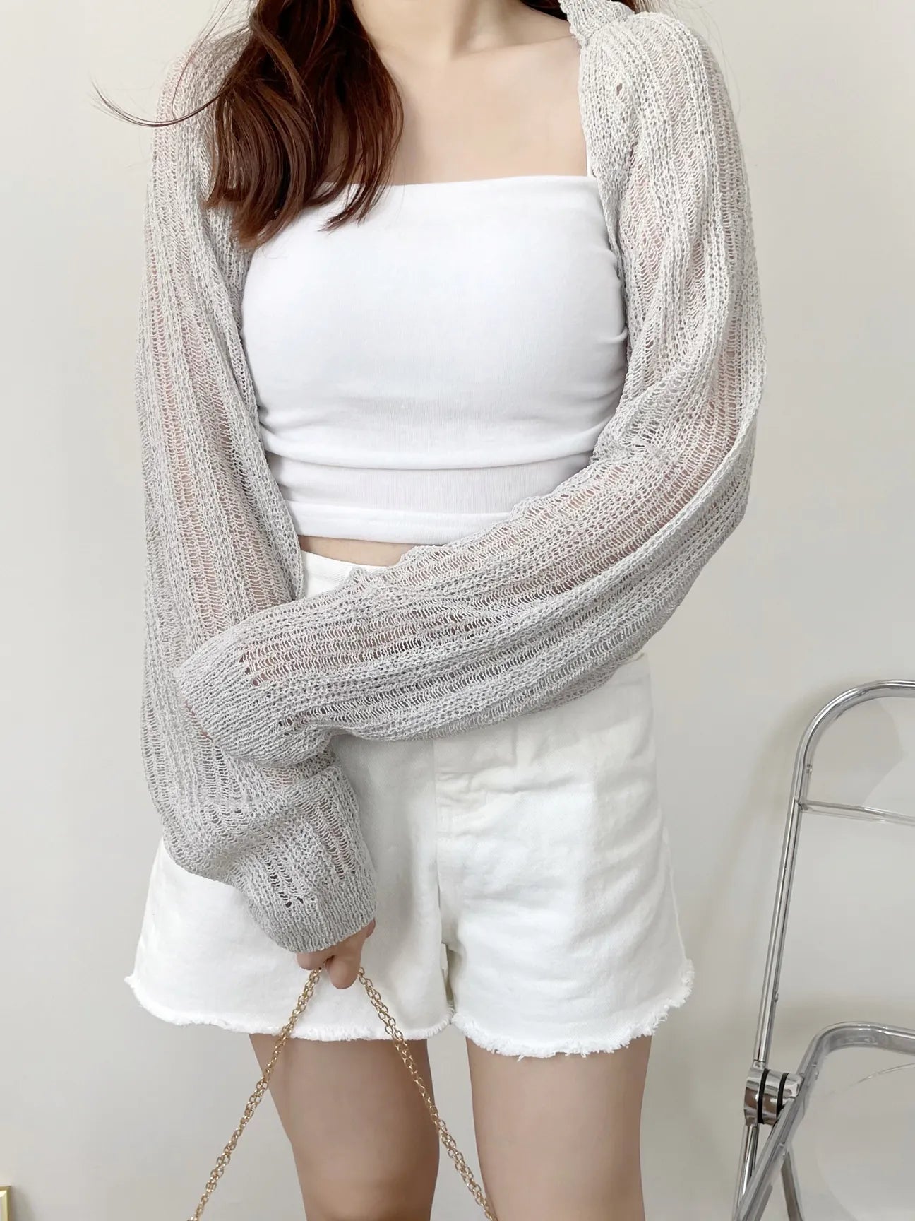 Minimalist Arm-Slimming Bolero Open Front Cardigan(Grey)