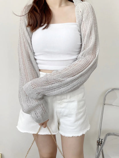 Minimalist Arm-Slimming Bolero Open Front Cardigan(Grey)