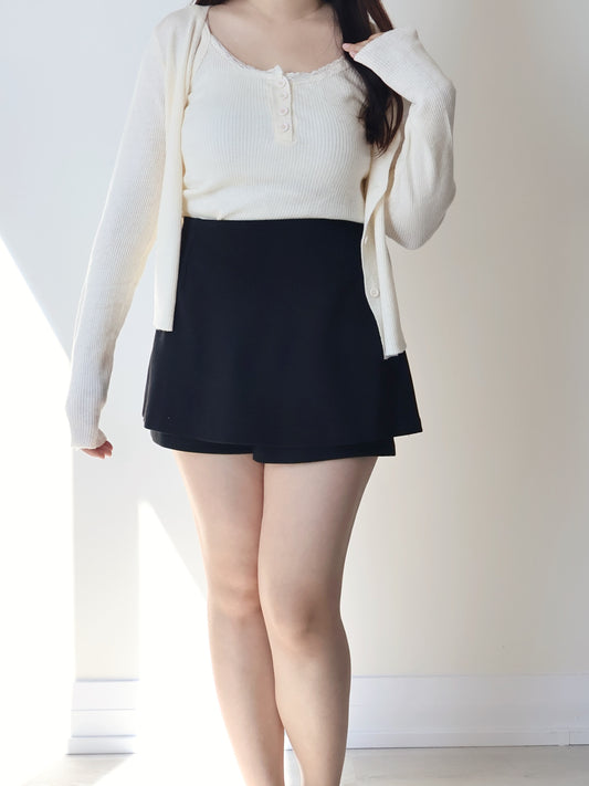 Romantic Lace Camisole + Mochi Cardigan Set(Cream)