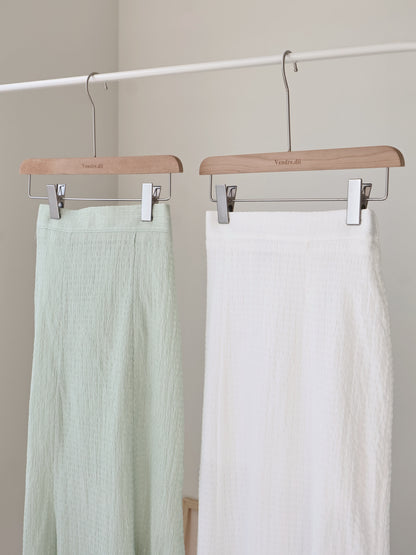 [Wrinkle-Free] Elegant Crinkle Mermaid Midi Skirt(Ivory)