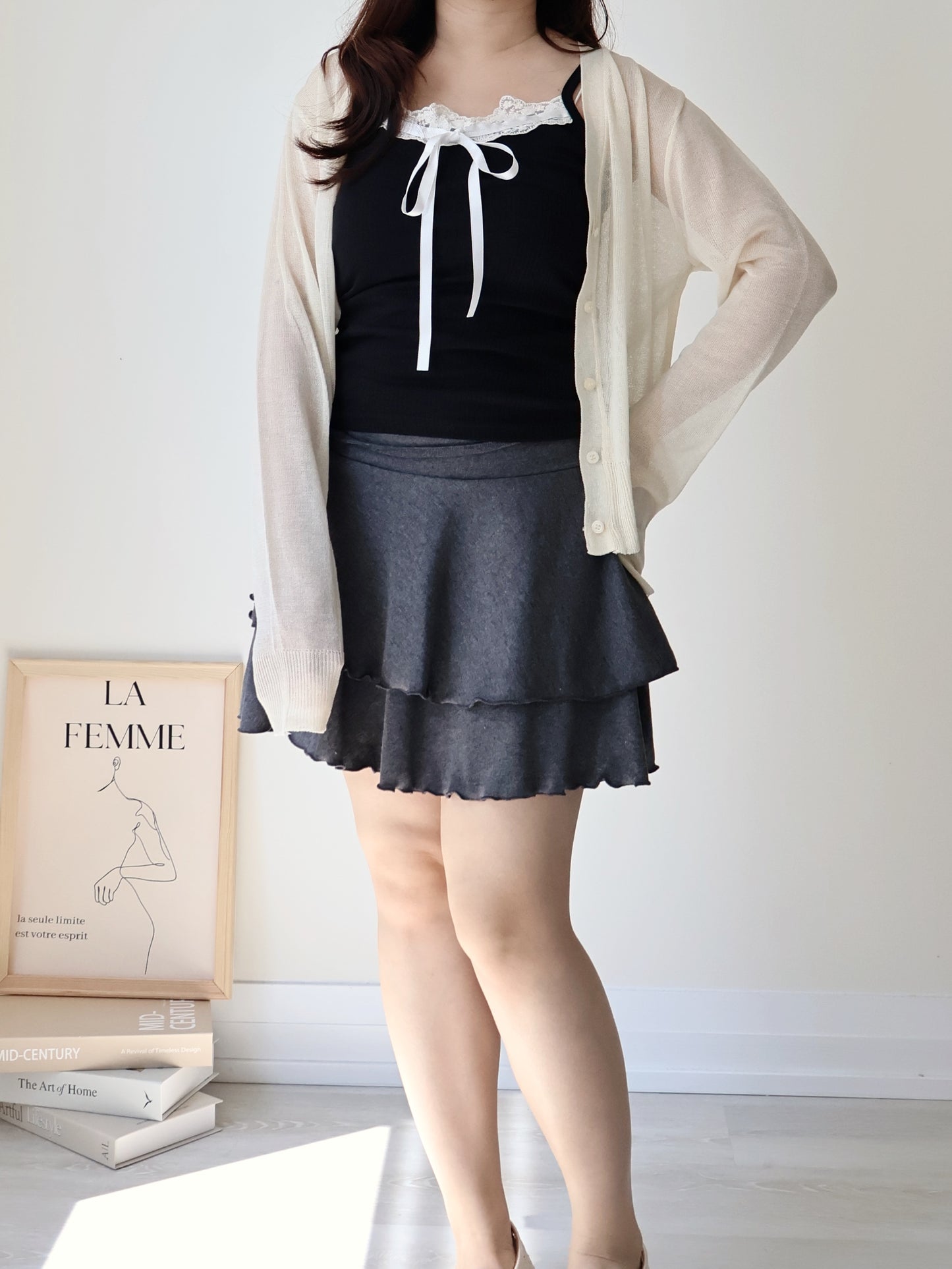 Featherlight Airy Ice-Silk UV-Block Knit Cardigan(Cream)