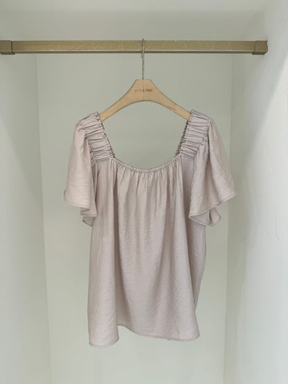Graceful Square Neck Petal-Sleeve Chiffon Blouse(4 colors)