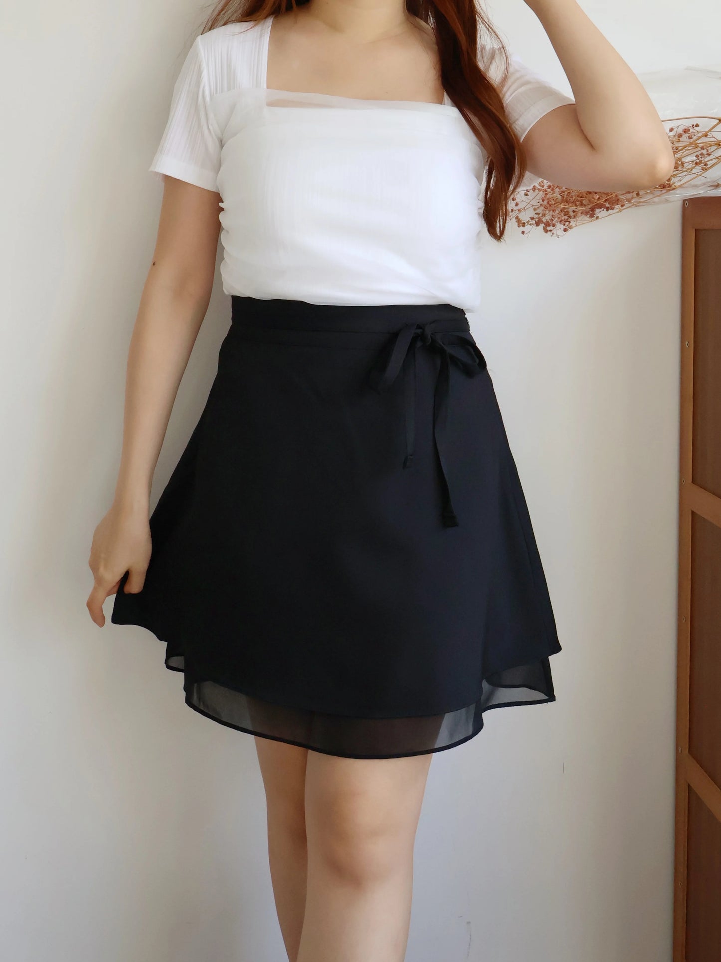 Ethereal Square-Neck Sheer Cooling Top(Ivory)