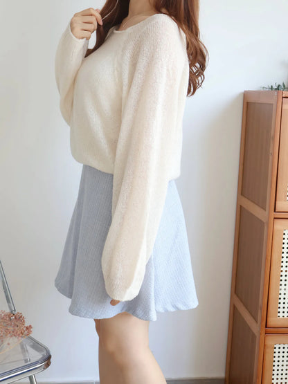 [8% Mohair] Cloud-Light Soufflé Sweater(Cream)