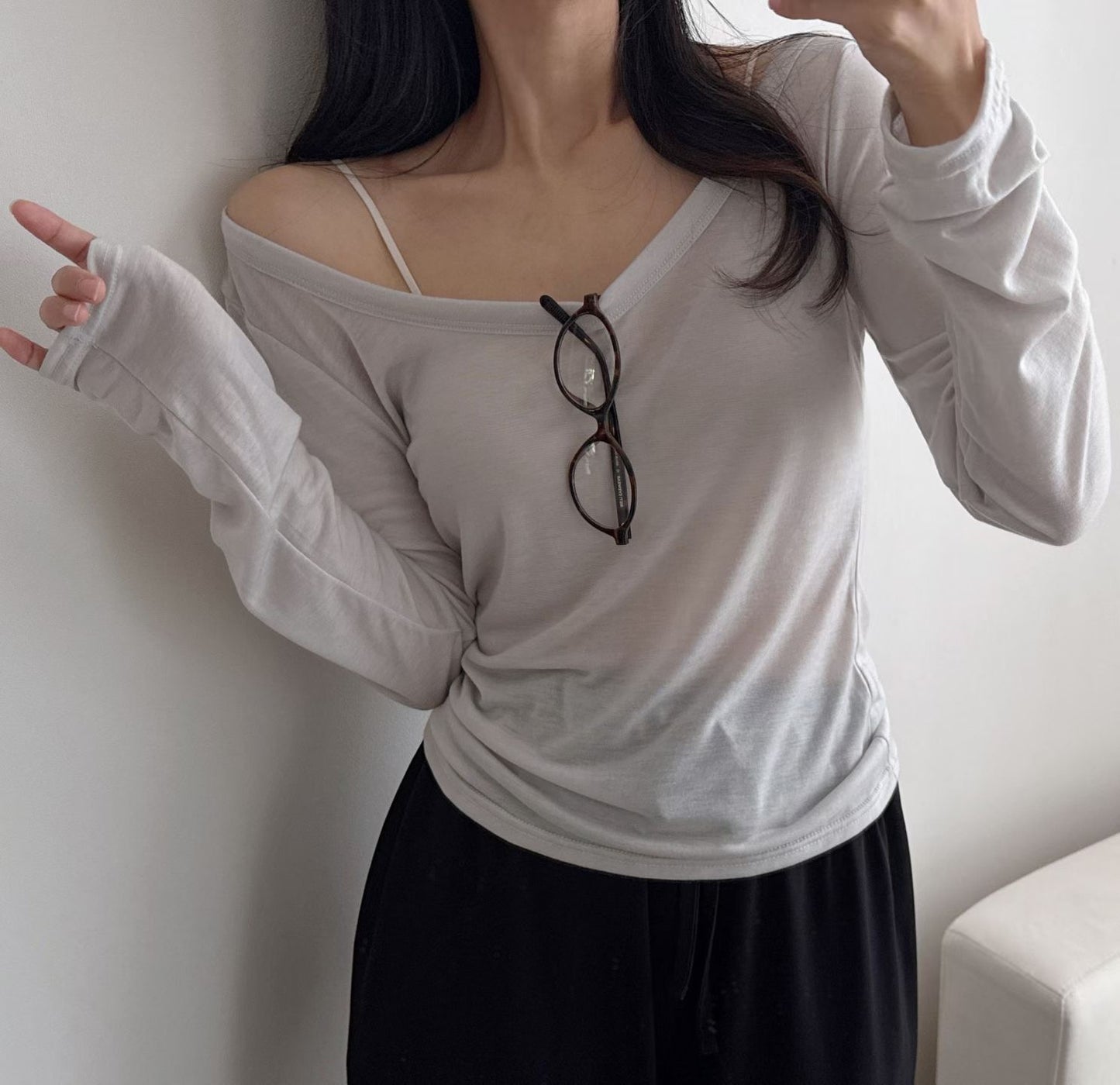 Crewneck Semi-Sheer Tencel UV Top(4 colors)