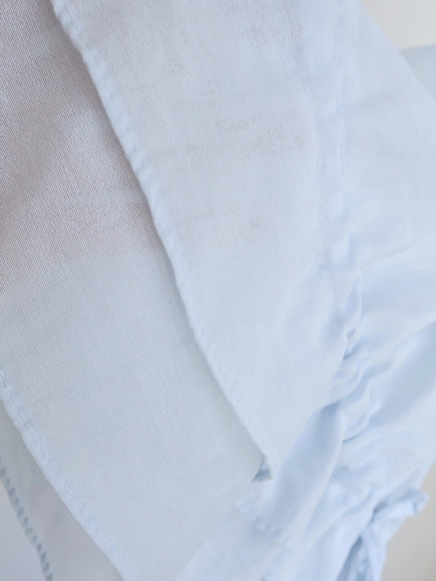 Airy Square-Neck Cinched Chiffon Blouse(Sky blue)