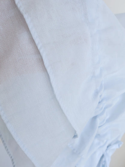 Airy Square-Neck Cinched Chiffon Blouse(Sky blue)