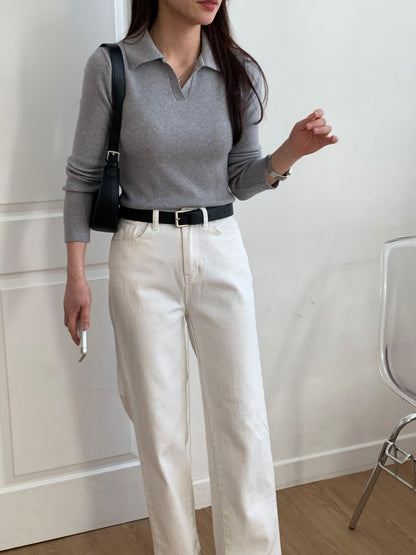 Chic Lapel Collar Soft Knit Top(5 colors)