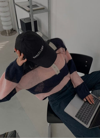 [20% Wool] Preppy Stripe Polo Sweater(5 colors)
