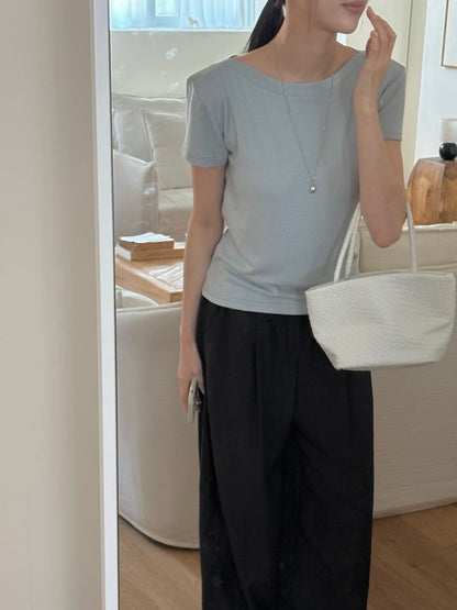 Elegant Boatneck Ultra-Smooth Tee(4 Colors)