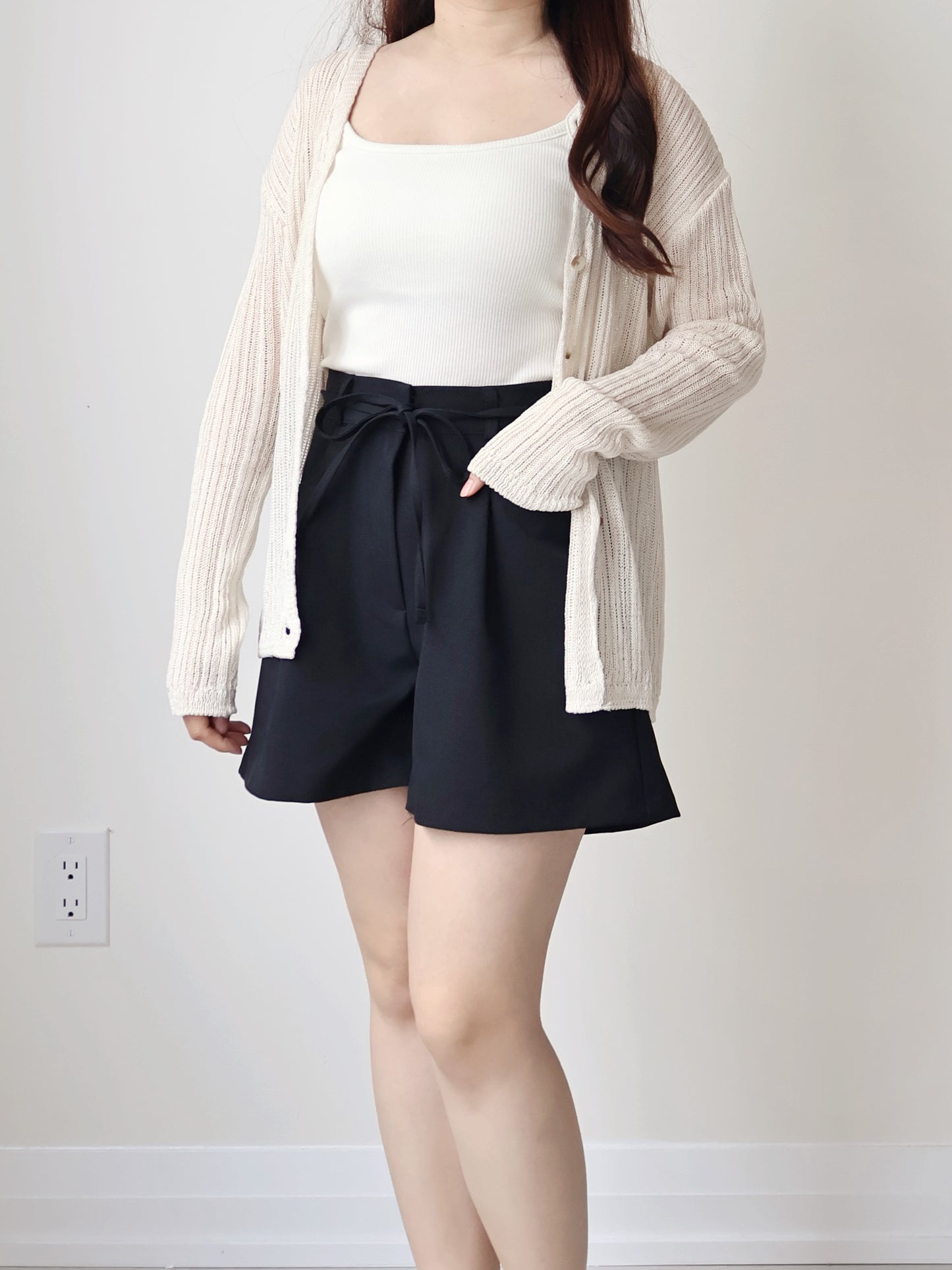 Relaxed-Fit Ripple Knit Cardigan(Beige)
