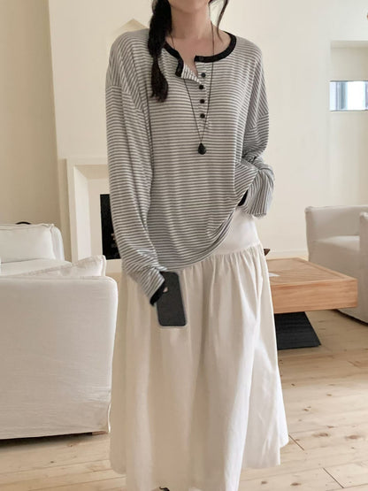 Henley Striped Top(3 colors)