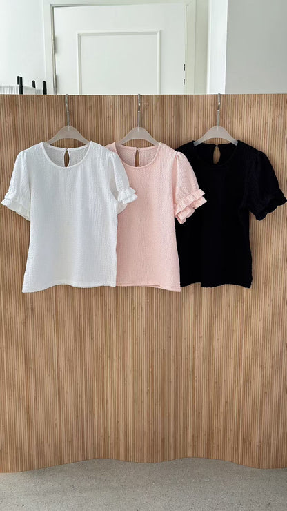 [Wrinkle-Free] Gentle Petal Sleeve Blouse(3 Colors)