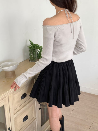 2-WAYS Boat Neck Tie-Back Knit Top(5 colors)