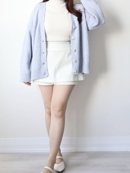 10% Lambswool Marshmallow Oversized Cardigan(Lavender)