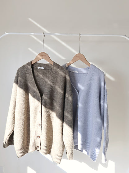 10% Lambswool Marshmallow Oversized Cardigan(Lavender)