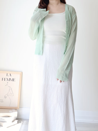 Featherlight Airy Ice-Silk UV-Block Knit Cardigan(Mint)