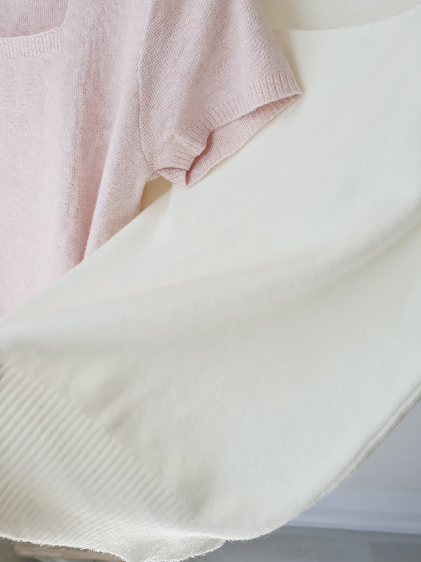 Cozy Marshmallow Square-Neck Knit Top(Ivory)